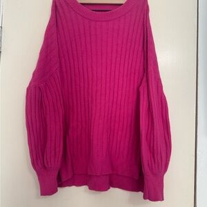 Aerie Fuchsia Ribbed Crew Neck Sweater